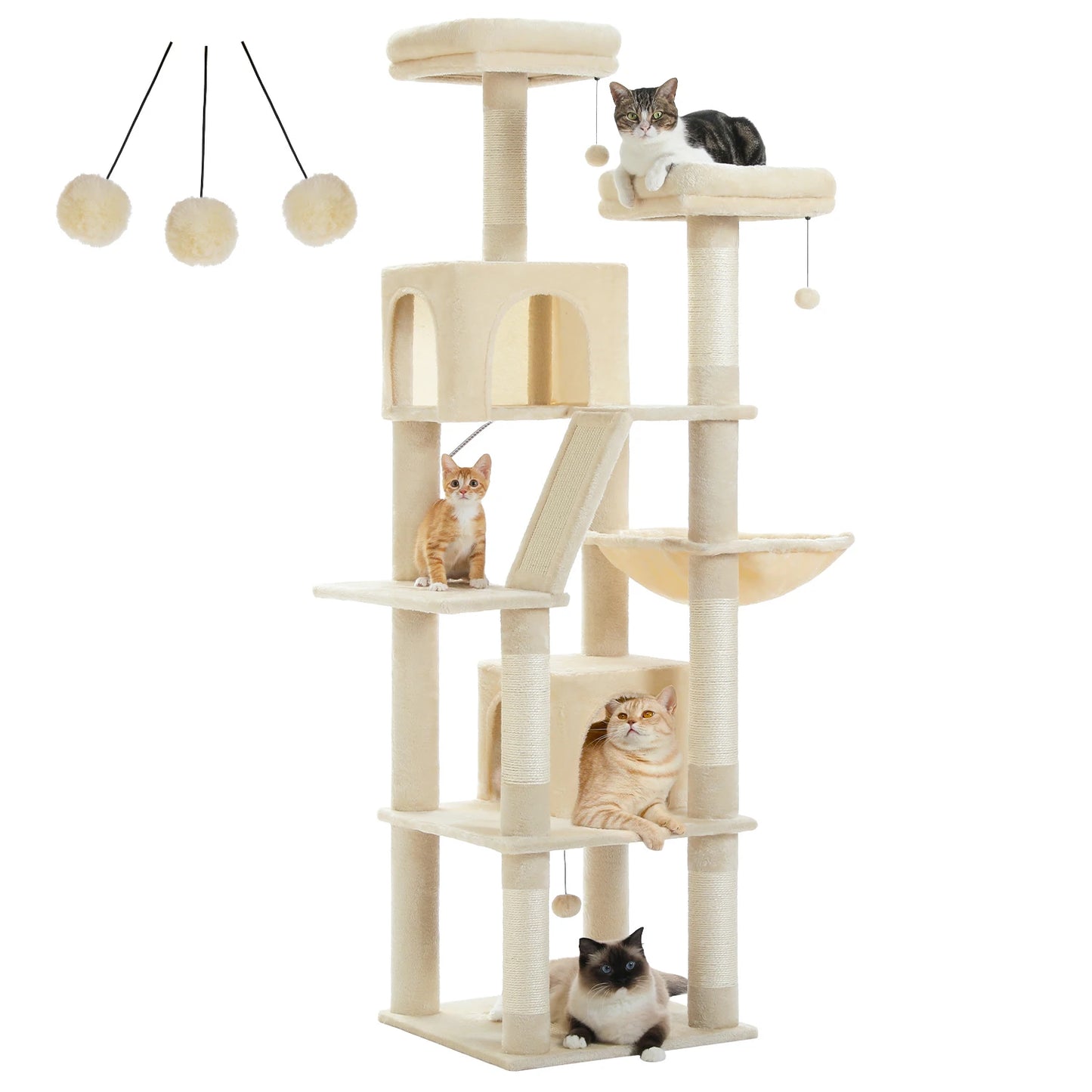 Multi-Level Cat Playground – Large Cat Tree with Condos, Hammock, and Scratching Posts