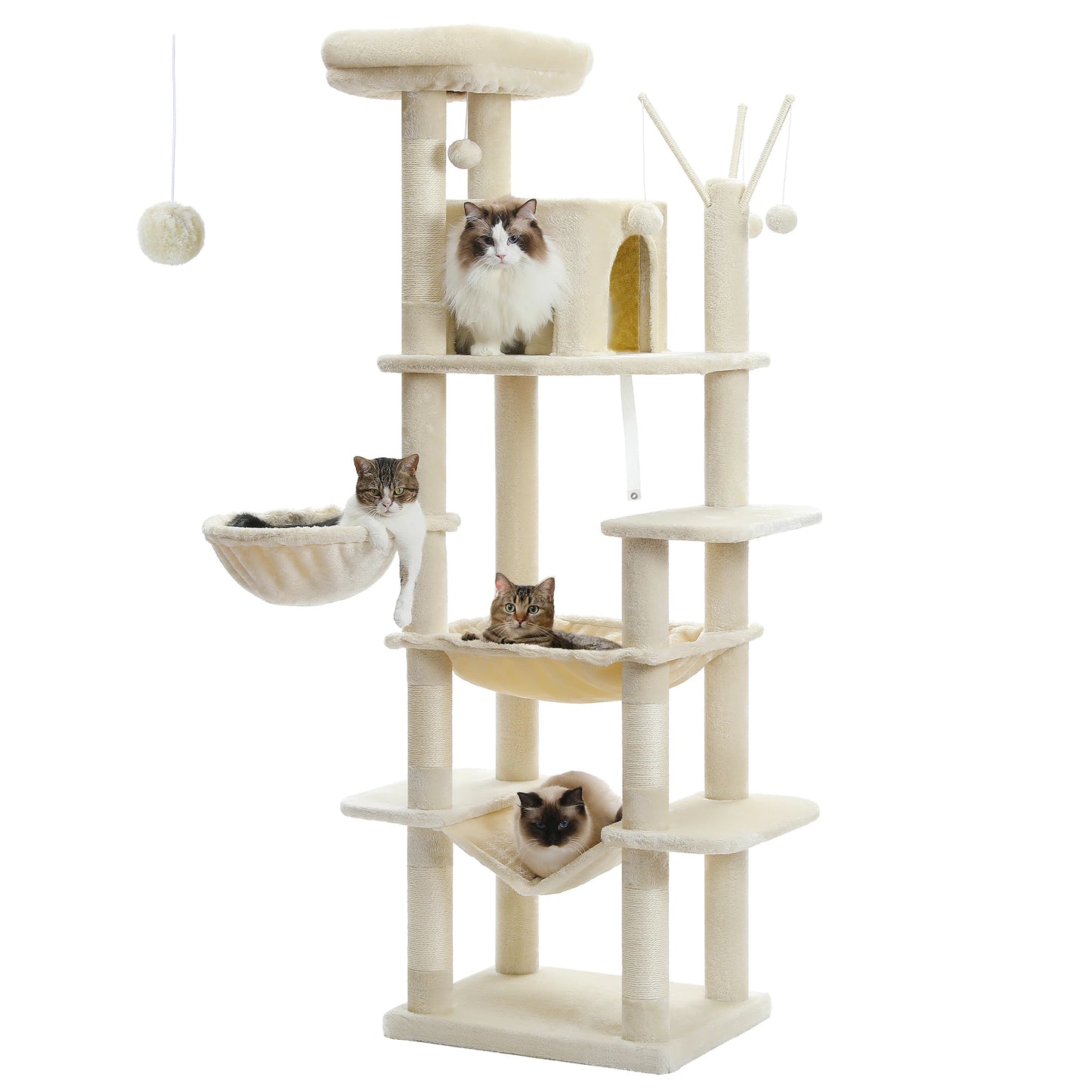 Multi-Level Cat Playground – Large Cat Tree with Condos, Hammock, and Scratching Posts