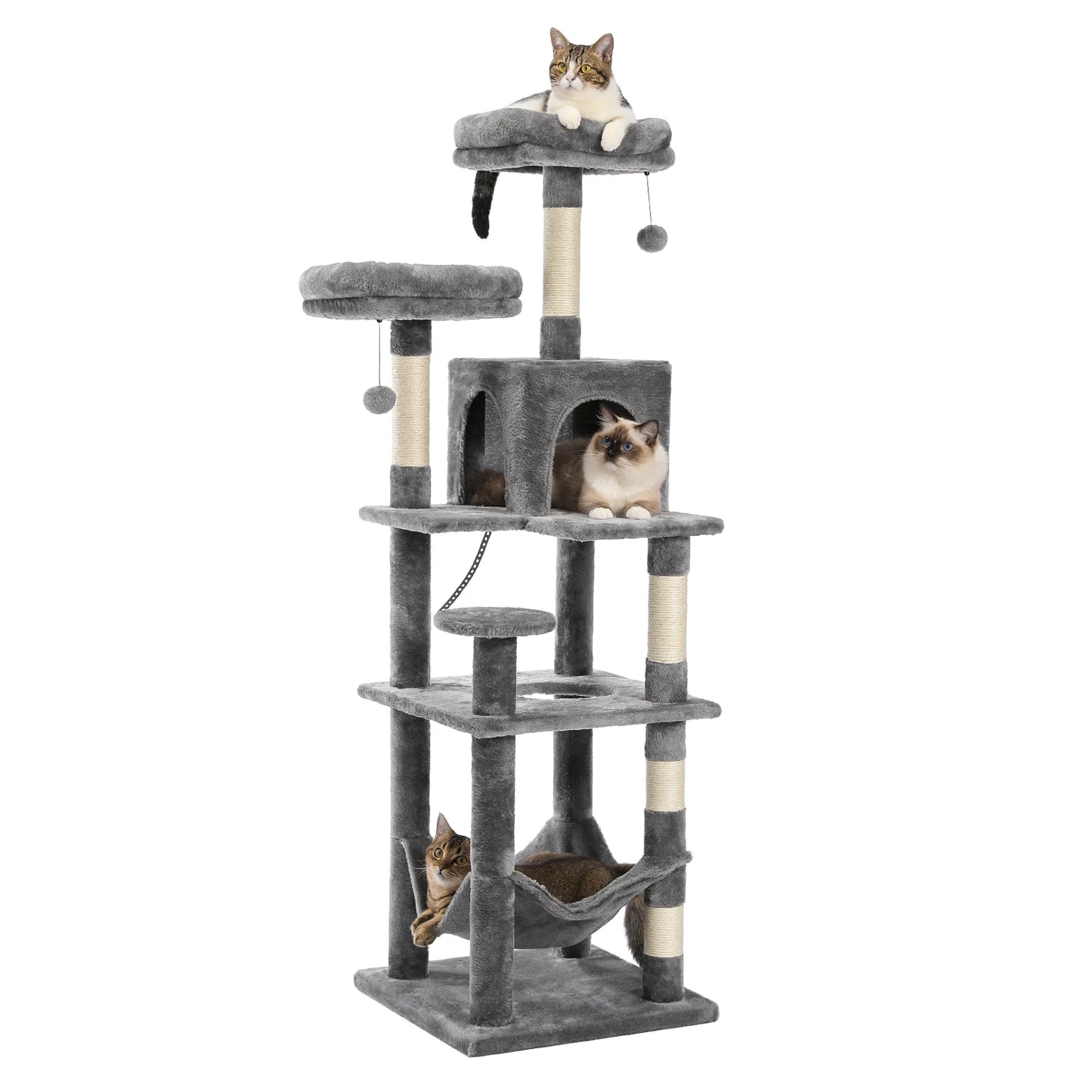 Multi-Level Cat Playground – Large Cat Tree with Condos, Hammock, and Scratching Posts