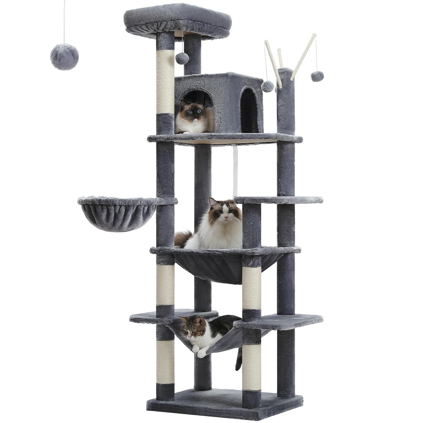 Multi-Level Cat Playground – Large Cat Tree with Condos, Hammock, and Scratching Posts