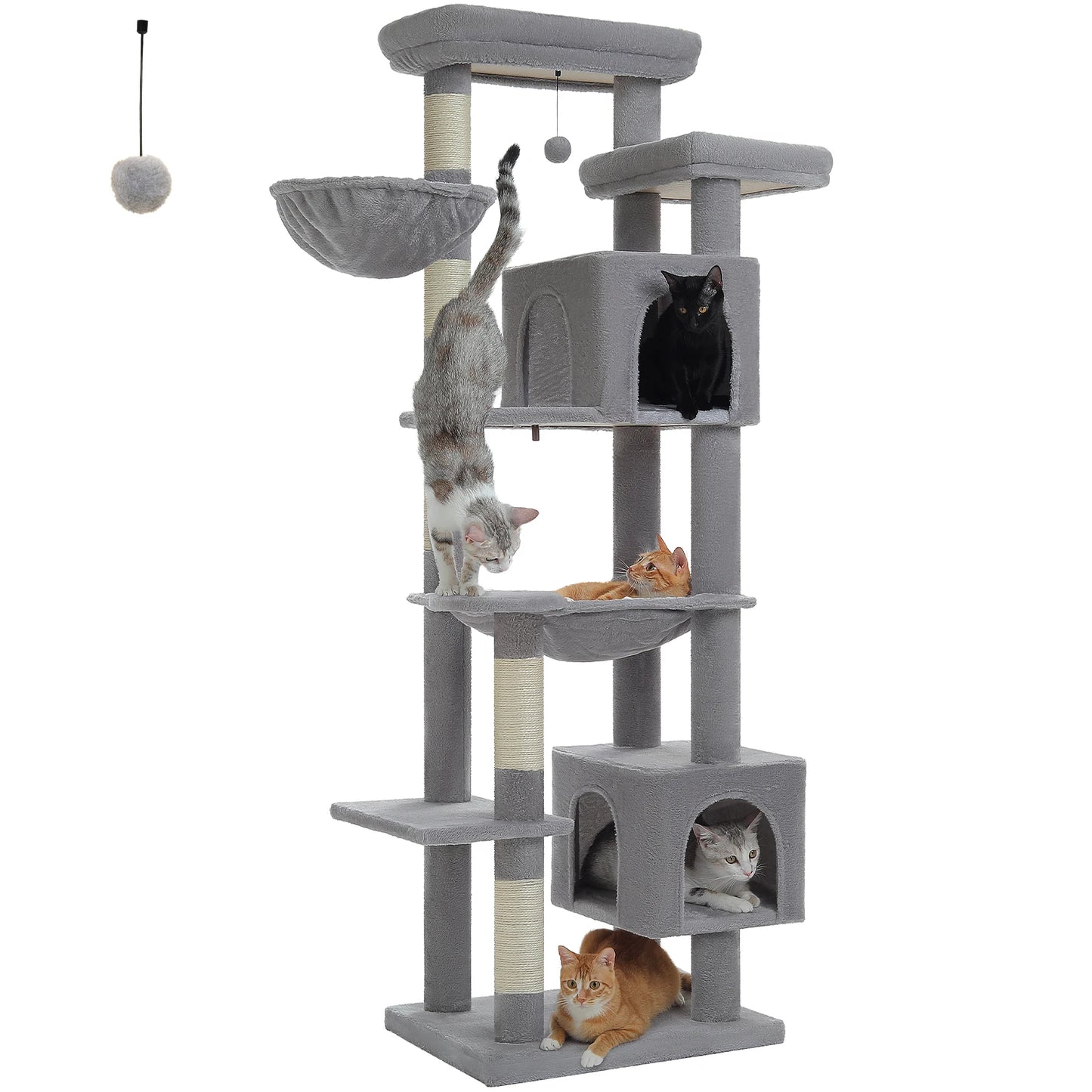 Multi-Level Cat Playground – Large Cat Tree with Condos, Hammock, and Scratching Posts