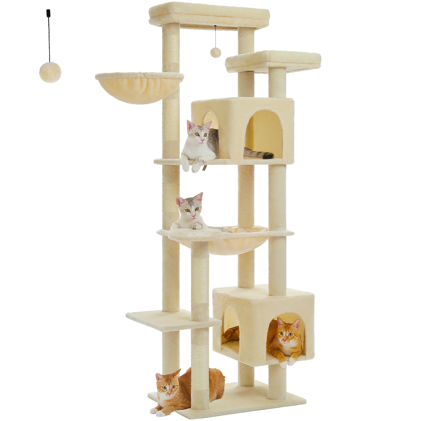 Multi-Level Cat Playground – Large Cat Tree with Condos, Hammock, and Scratching Posts