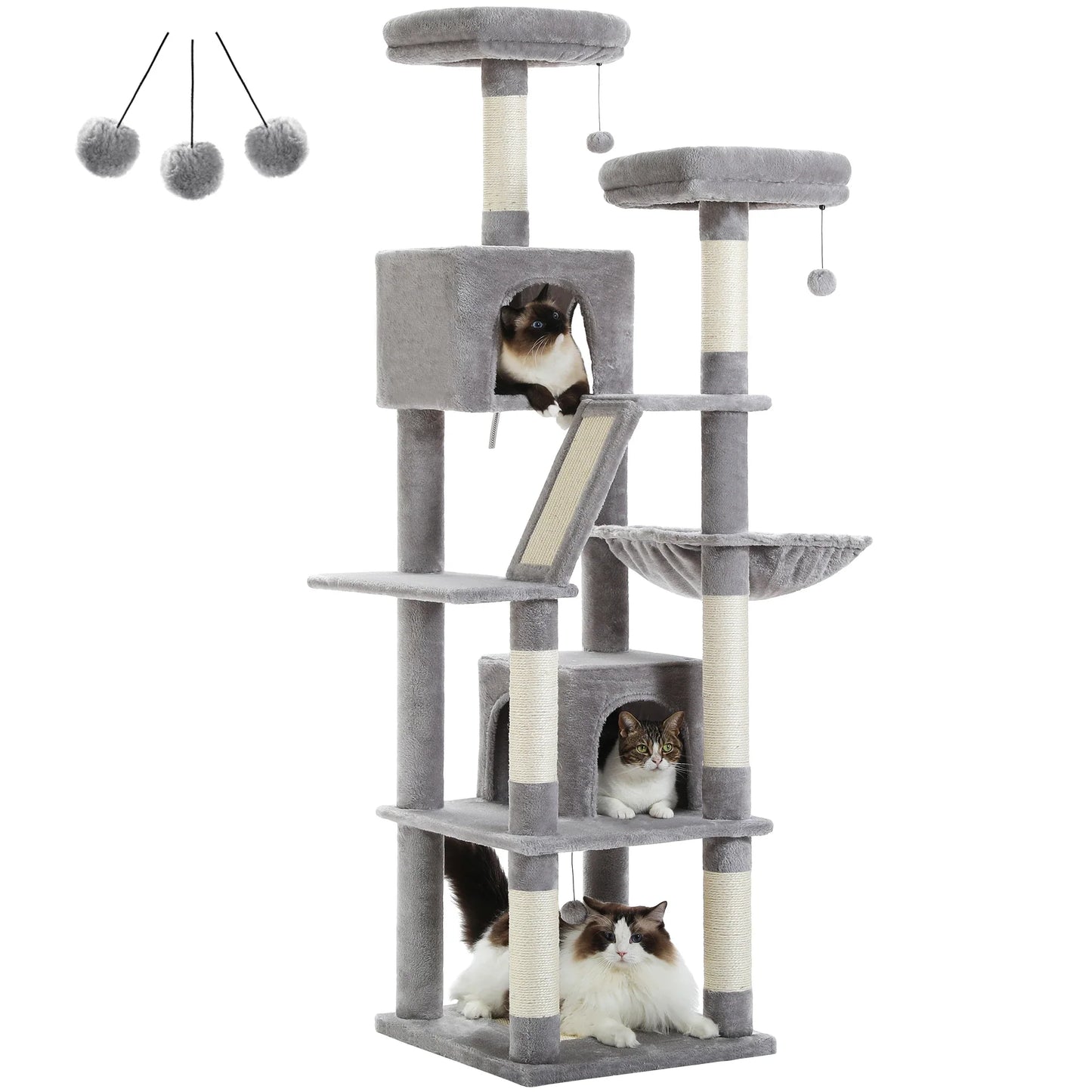 Multi-Level Cat Playground – Large Cat Tree with Condos, Hammock, and Scratching Posts